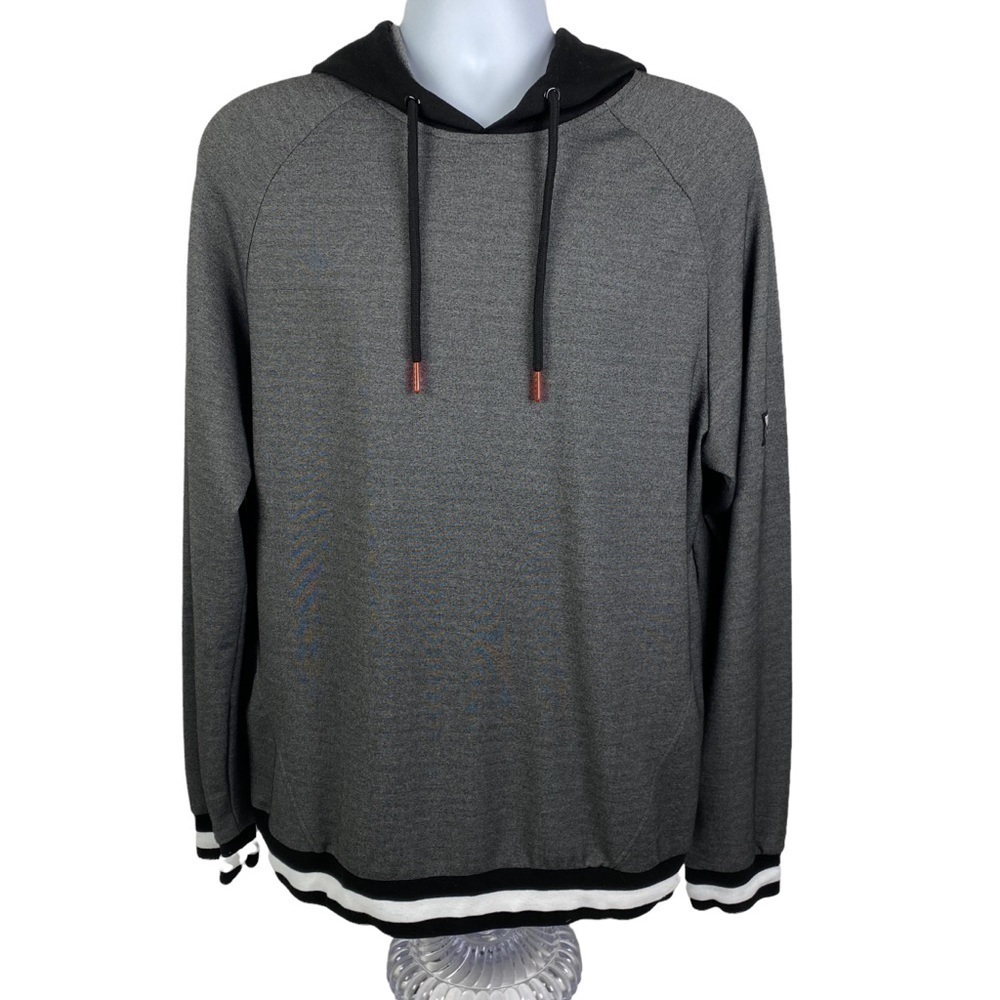 Montfort Ultra-Soft Hooded Pullover Lightweight Sweatshirt Men's XL Gray‎ Black